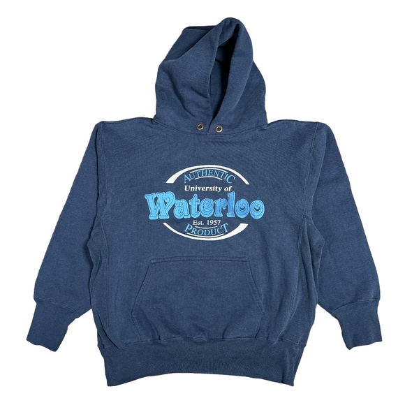 Vintage Other - Vintage 80s 90s University of Waterloo Raven Athletic Blue Hoodie Mens Large